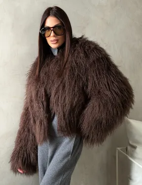 Модный полушубок из ламы