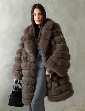 Шуба из песца под соболь - английский воротник