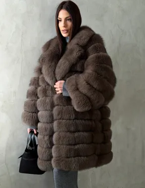 Шуба из песца под соболь - английский воротник