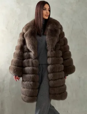 Шуба из песца под соболь - английский воротник