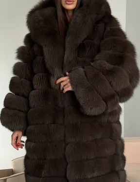 Шуба из песца с капюшоном