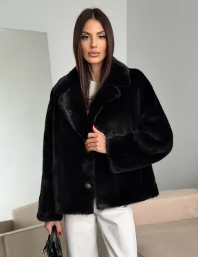 Черная короткая норковая шуба - автоледи