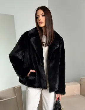 Черная короткая норковая шуба - автоледи