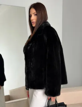 Черная короткая норковая шуба - автоледи