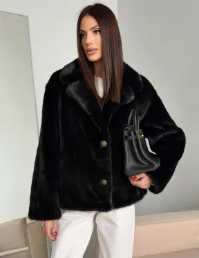 Черная короткая норковая шуба - автоледи