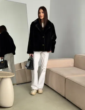 Черная короткая норковая шуба - автоледи