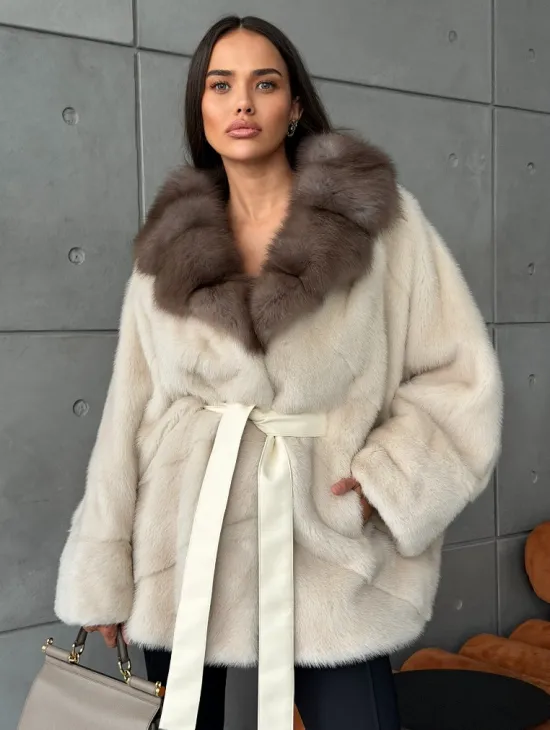 Норковая шуба - куртка с мехом куницы