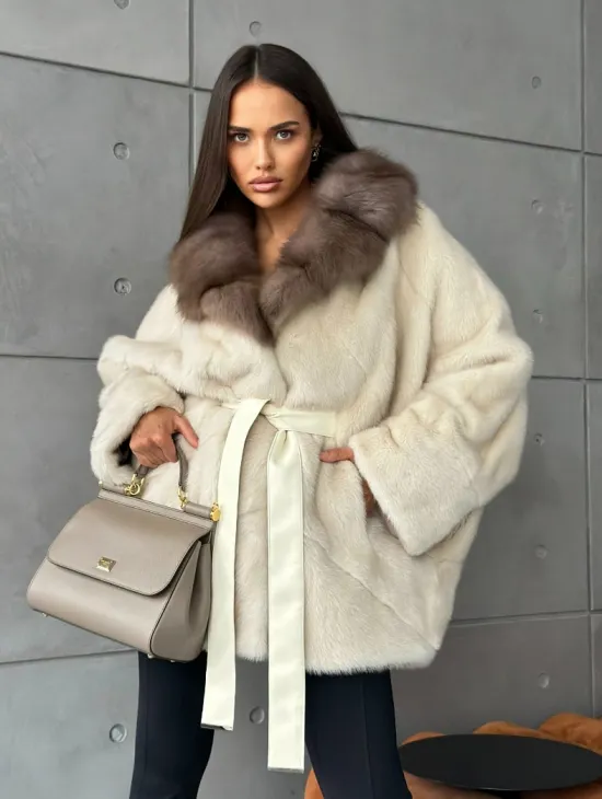 Норковая шуба - куртка с мехом куницы