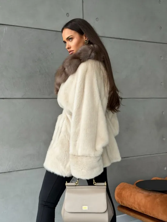 Норковая шуба - куртка с мехом куницы