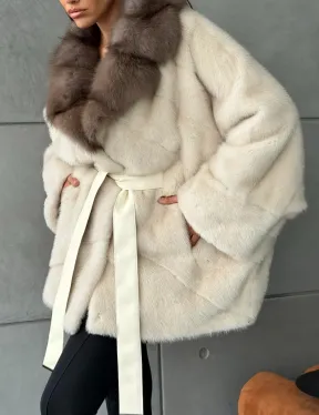 Норковая шуба - куртка с мехом куницы