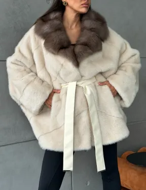 Норковая шуба - куртка с мехом куницы