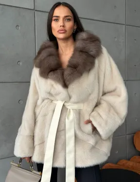 Норковая шуба - куртка с мехом куницы
