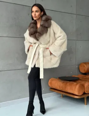Норковая шуба - куртка с мехом куницы