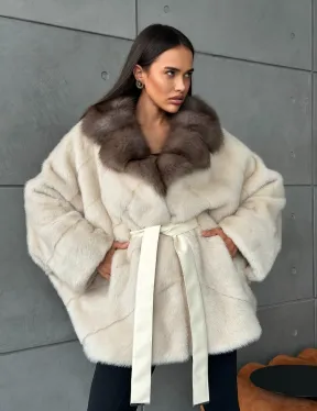 Норковая шуба - куртка с мехом куницы