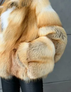 Короткая шуба из золотой альпийской лисы