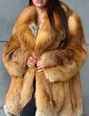 Шуба из натурального меха лисы