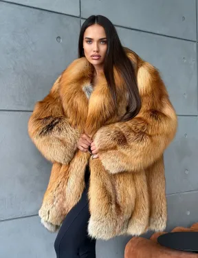 Шуба из натурального меха лисы