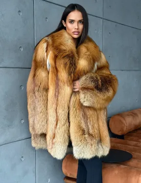 Шуба из натурального меха лисы