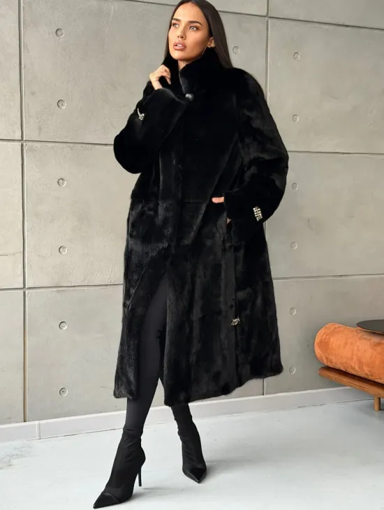 Черная норковая шуба Blackglama - стойка воротник