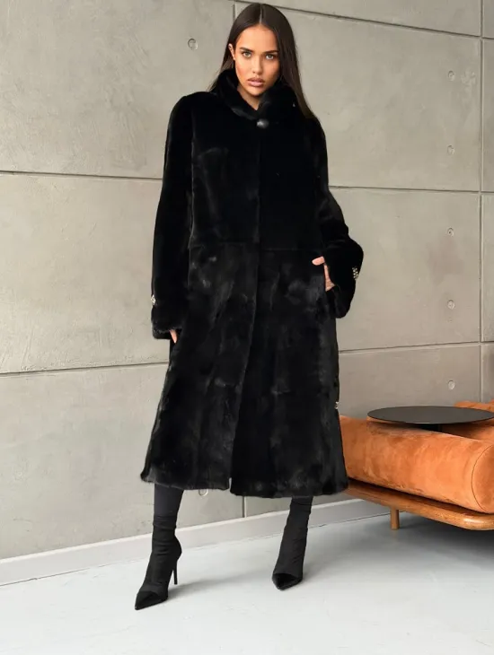 Черная норковая шуба Blackglama - стойка воротник