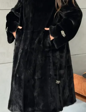 Черная норковая шуба Blackglama - стойка воротник