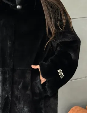 Черная норковая шуба Blackglama - стойка воротник