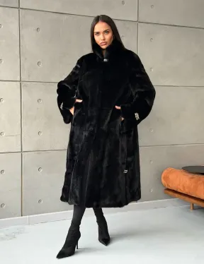 Черная норковая шуба Blackglama - стойка воротник
