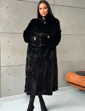 Черная норковая шуба Blackglama - стойка воротник
