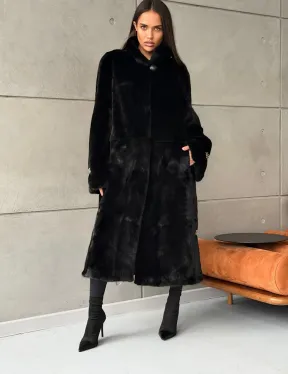 Черная норковая шуба Blackglama - стойка воротник