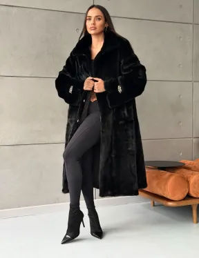 Черная норковая шуба Blackglama - стойка воротник