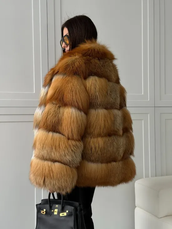 Шуба из натурального меха - лиса огнёвка