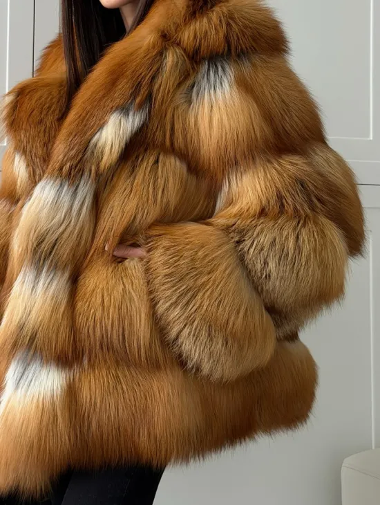 Шуба из натурального меха - лиса огнёвка