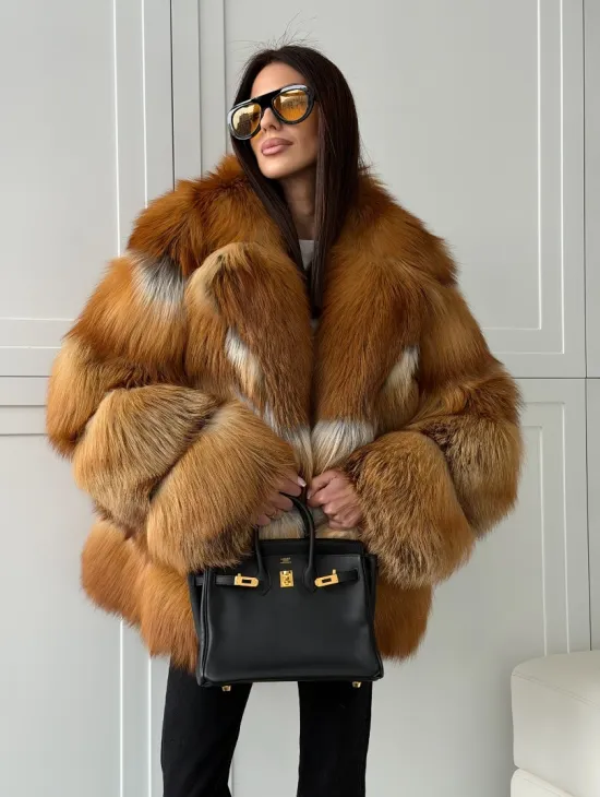 Шуба из натурального меха - лиса огнёвка