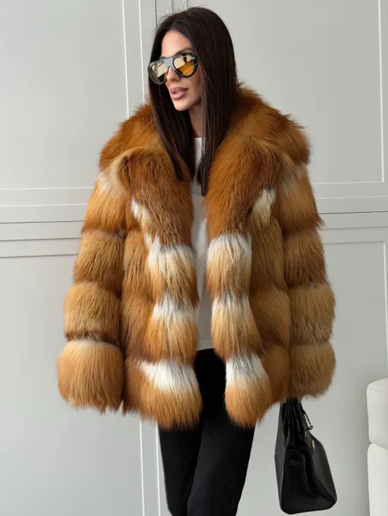 Шуба из натурального меха - лиса огнёвка