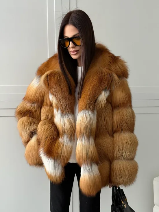 Шуба из натурального меха - лиса огнёвка