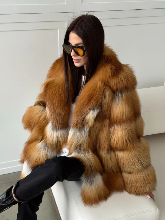 Шуба из натурального меха - лиса огнёвка