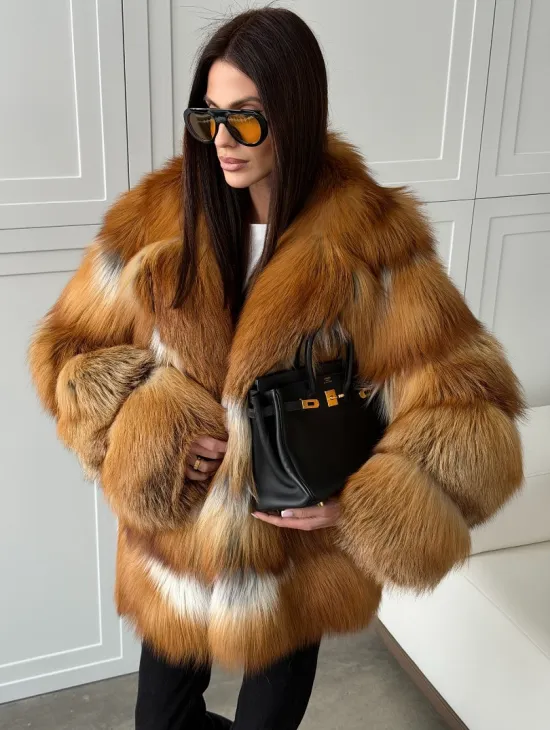 Шуба из натурального меха - лиса огнёвка
