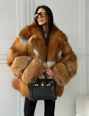 Шуба из натурального меха - лиса огнёвка