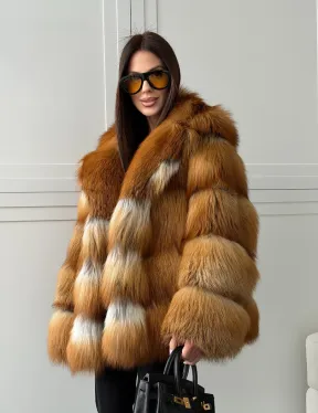 Шуба из натурального меха - лиса огнёвка