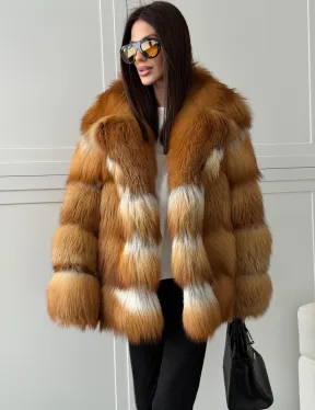 Шуба из натурального меха - лиса огнёвка