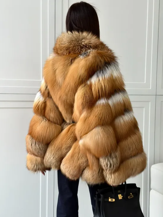Шуба из лисы огневки - оверсайз