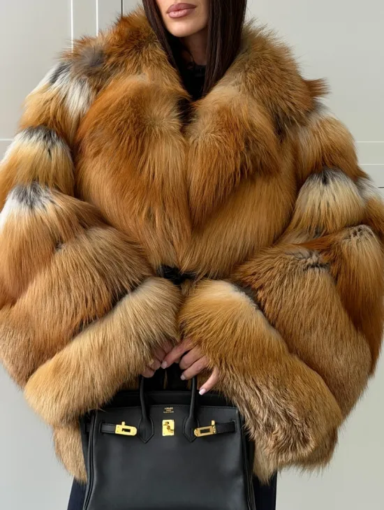 Шуба из лисы огневки - оверсайз
