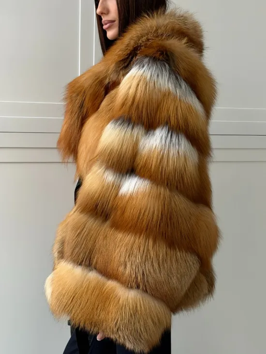 Шуба из лисы огневки - оверсайз