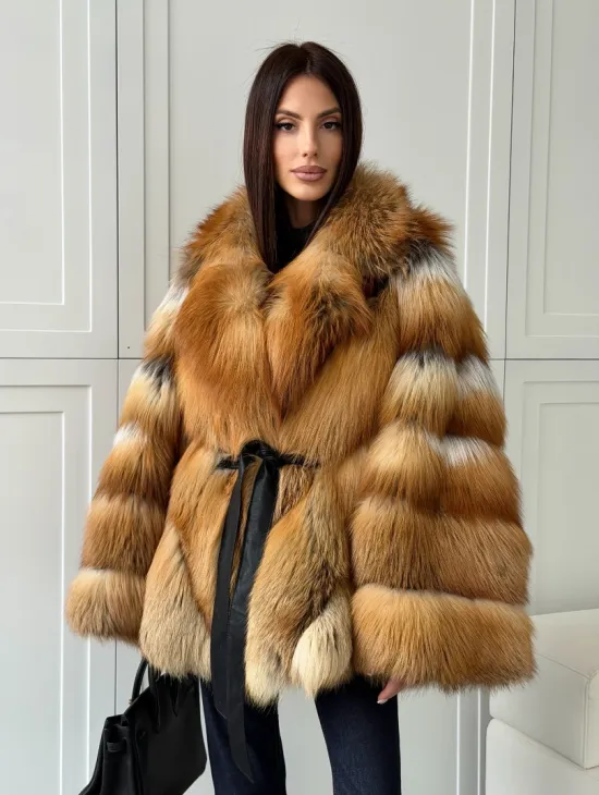 Шуба из лисы огневки - оверсайз
