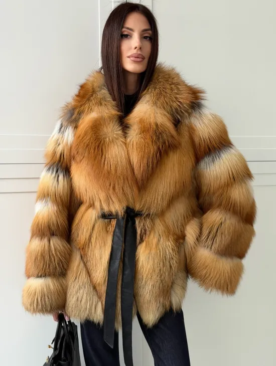 Шуба из лисы огневки - оверсайз