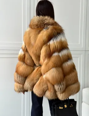 Шуба из лисы огневки - оверсайз