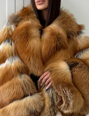Шуба из лисы огневки - оверсайз