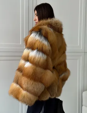 Шуба из лисы огневки - оверсайз