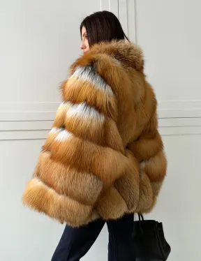 Шуба из лисы огневки - оверсайз