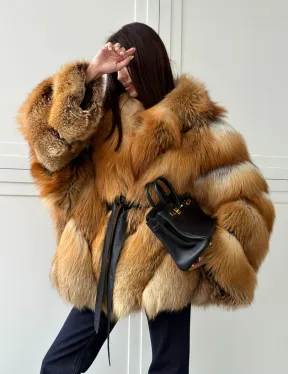 Шуба из лисы огневки - оверсайз